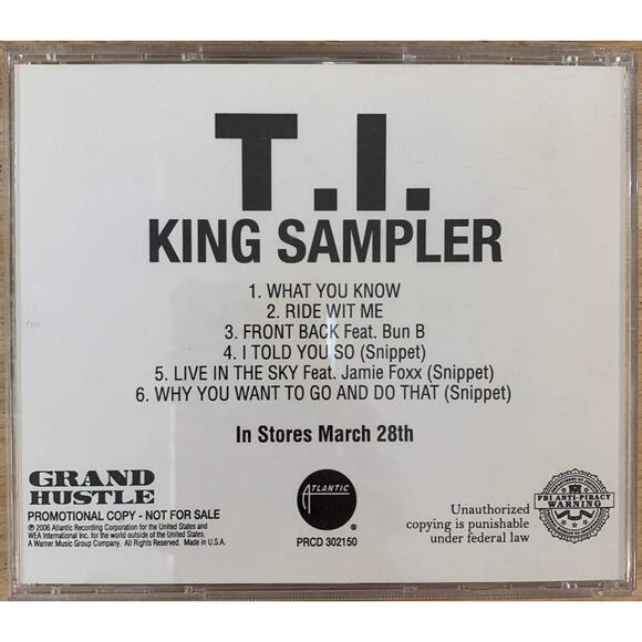 TI King Sampler Rare Promotional CD 2006 Grand Hustle Atlantic Records Hip Hop - Picture 4 of 5